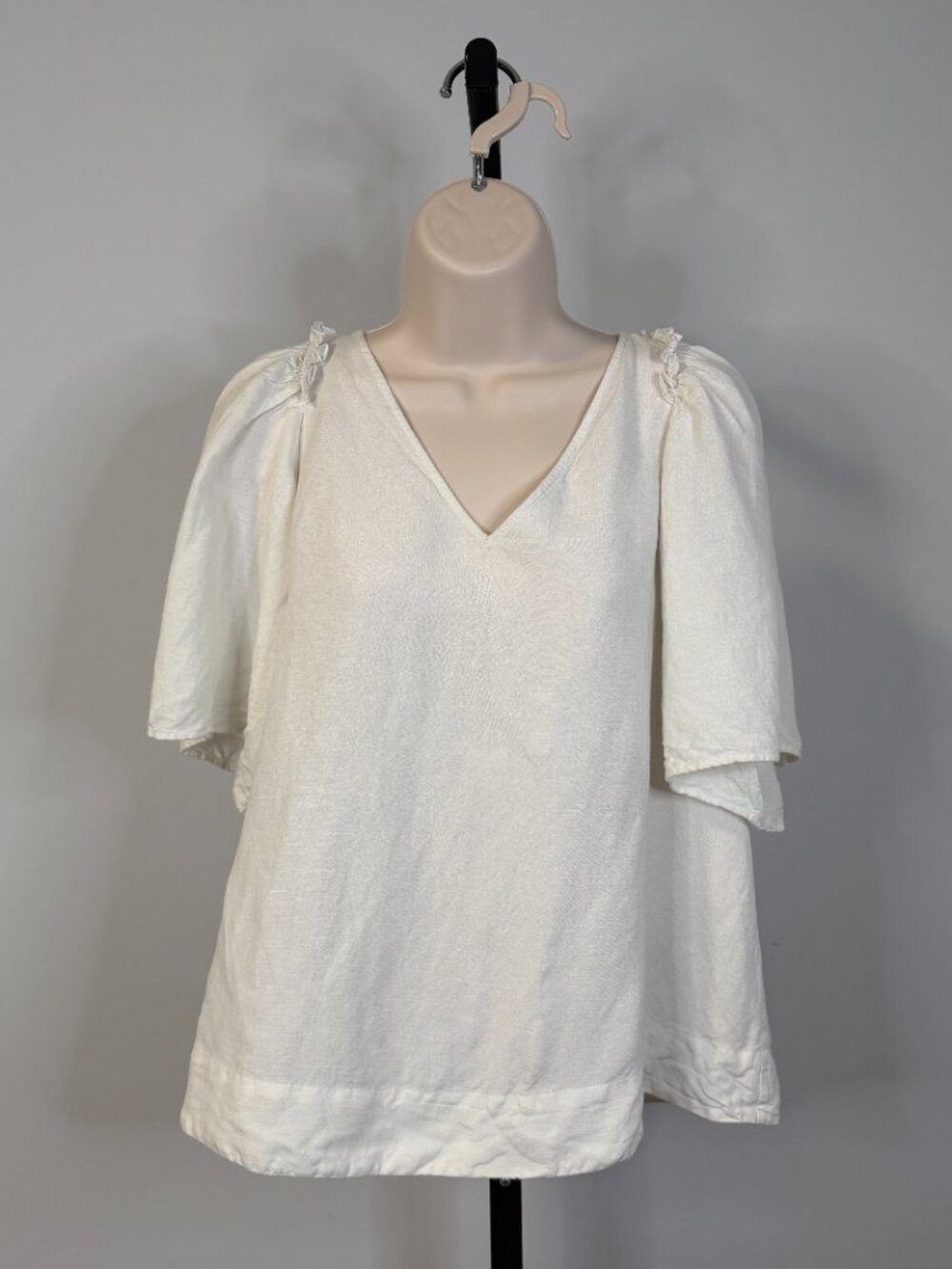 Ann Taylor White Linen Blend Blouse - Size M